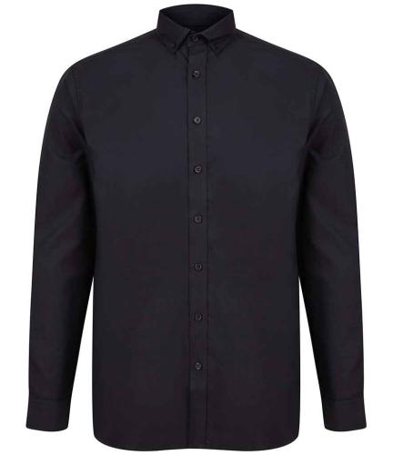 Henbury Modern Long Sleeve Classic Fit Oxford Shirt - BLK - 3XL